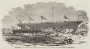Lanzamiento del cañonero HM Pelter y el barco de vapor portugués Dom Pedro Segundo, en Northfleet