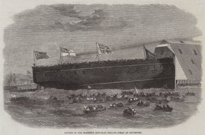 Lanzamiento de la fragata acorazada de Su Majestad Ocean en Devonport