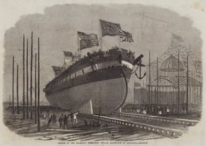 Lanzamiento de la fragata de ariete de vapor de Su Majestad Resistance en Millwall de Edwin Weedon