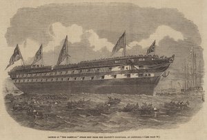 Lanzamiento del barco de vapor Hannibal desde el astillero de Su Majestad, en Deptford