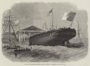 Lanzamiento de la corbeta de tornillo portuguesa Sagres, en Limehouse de Edwin Weedon