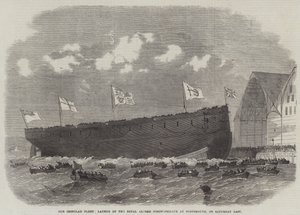 Nuestra flota acorazada, lanzamiento de la fragata de tornillo Royal Alfred en Portsmouth, el sábado pasado de Edwin Weedon