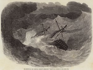 El barco de vapor Pekin de la Compañía Peninsular y Oriental en un tifón en el Mar de China