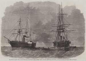 La captura por el Capitán Wilks, del buque de guerra estadounidense San Jacinto, de los señores Slidell y Mason, comisionados confederados, a bordo del vapor de correo británico Trent de Edwin Weedon