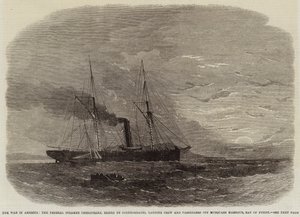 La guerra en América, el vapor federal Chesapeake, incautado por los confederados, desembarcando tripulación y pasajeros en el puerto de Musquash, Bahía de Fundy de Edwin Weedon