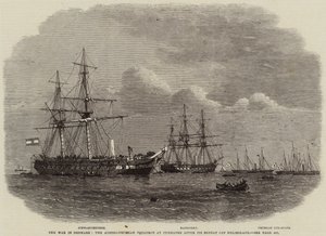 La guerra en Dinamarca, el escuadrón austro-prusiano en Cuxhaven después de su derrota en Heligoland de Edwin Weedon