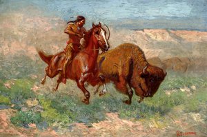 Un joven Arapaho (óleo sobre lienzo) de Edwin Willard Deming