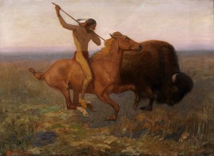 Indio cazando búfalo, finales del siglo XIX-principios del siglo XX de Edwin Willard Deming