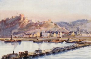 El Rin: Ehrenbreitstein, El puente de los barcos (litografía en color) de Effie Jardine