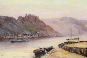 El Rin: Rheinfels y St Goar (litografía en color)