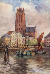 El Rin: La Groote Kerk, Dordrecht (litografía en color) de Effie Jardine