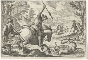 Paisaje con caza de ciervos Escenas de caza (título de la serie) Icones Venantum Species Varias Representantes (título de la serie) de Egbert Jansz.
