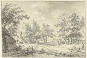 Paisaje con algunas granjas y figuras de Egbert van Drielst