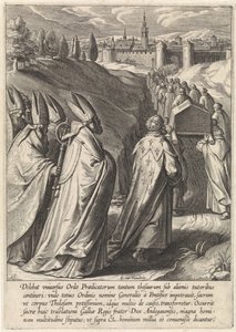Ataúd de Tomás de Aquino es llevado a la iglesia dominicana de Toulouse La vida de Santo Tomás de Aquino (título de la serie) de Egbert van Panderen