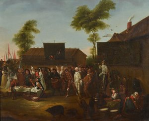 Un carnaval de pueblo con figuras de la Commedia dell