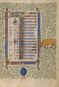 Página del calendario de abril; Recoger flores; Tauro
