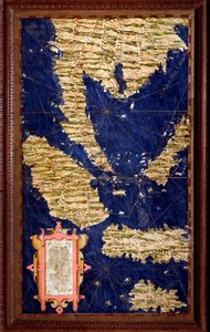 Indonesia: Sumatra, Malaca, Borneo, Java. Mapa realizado por Egnazio Danti (1536-1586) matemático, cosmógrafo y arquitecto italiano. Alrededor de 1567. Florencia, Palazzo Vecchio, Sala del Mappamondo