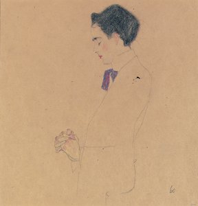 Anton Faistauer con las manos cruzadas, 1909 de Egon Schiele