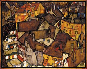 Creciente de casas, Krumau de Egon Schiele