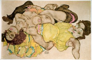 Mujeres curvas. Dibujo de Egon Schiele