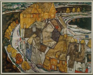 El arco de las casas II ... (óleo sobre lienzo) de Egon Schiele