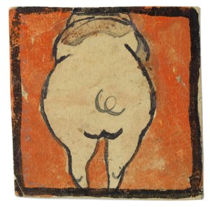 Entwurf für eine Wanddekoration im Atelier Wattmanngasse (Schwein von hinten?) de Egon Schiele