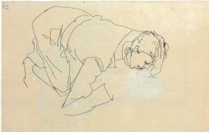 Erich Lederer de perfil, mano a la cabeza, 1912 de Egon Schiele
