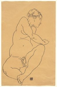Desnudo Femenino Inclinándose a la Izquierda de Egon Schiele