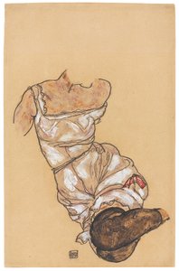 Torso femenino en lencería y medias negras, 1917 de Egon Schiele