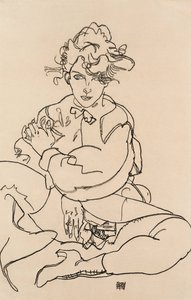 Chica sentada con las piernas abiertas, 1918 de Egon Schiele