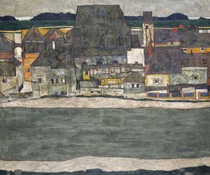 Casas en el río El casco antiguo, 1914 de Egon Schiele