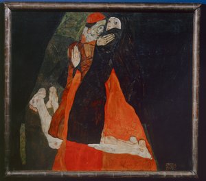 Kardinal und Nonne, Cardenal y monja ... (óleo sobre lienzo) de Egon Schiele
