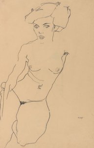 Desnudo femenino arrodillado de Egon Schiele