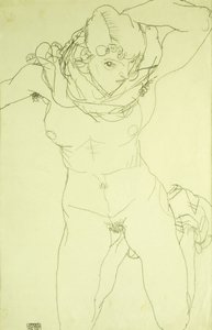 Desnudo arrodillado de frente