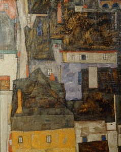 Krumau y der Moldau Krumau en el río Moldava, República Checa ... (óleo sobre lienzo) de Egon Schiele