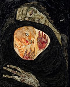 La madre muerta. Pintura de Egon Schiele (1890-1918), óleo sobre madera de Egon Schiele