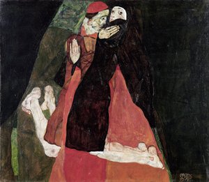 ""El cardenal y la monja"" Pintura de Egon Schiele (1890-1918) 1912 Museo Leopold, Viena de Egon Schiele