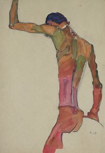 Desnudo masculino con brazo levantado de Egon Schiele