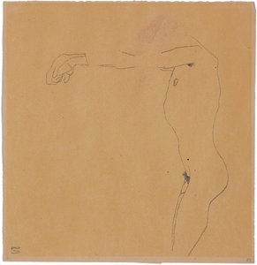 Desnudo Masculino con Brazos Levantados a la Izquierda, 1909 de Egon Schiele