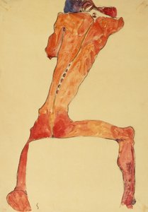 Mannerruckenhaut (lápiz y acuarela) de Egon Schiele