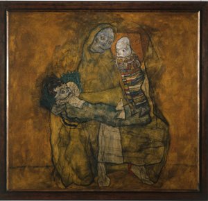 Madre con dos hijos (pintura sobre lienzo) de Egon Schiele