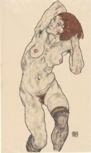 Desnudo con medias negras, 1917 de Egon Schiele