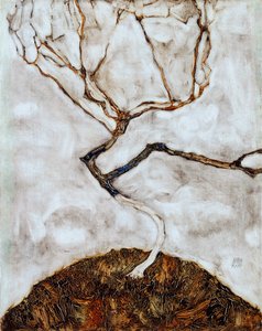 Pequeño árbol a finales de otoño - Pintura de Egon Schiele (1890-1918) óleo sobre lienzo (42x33,5 cm) de Egon Schiele