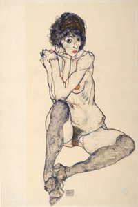 Desnudo femenino sentado, codos descansando sobre la rodilla derecha, 1914