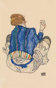 Mujer sentada, vista trasera, 1917 de Egon Schiele