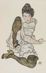 Mujer sentada con las piernas recogidas, 1917 de Egon Schiele