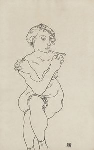 Desnudo femenino sentado, brazos y piernas cruzados, 1918