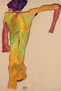 Sich aufstützender Rückenakt de Egon Schiele