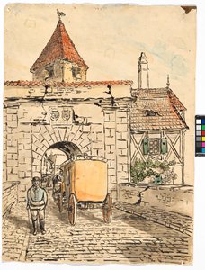 Puerta de la ciudad con carruaje (Trabajo de estudiante) de Egon Schiele