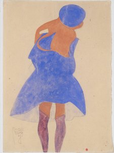 Muchacha de pie, vista de espaldas de Egon Schiele